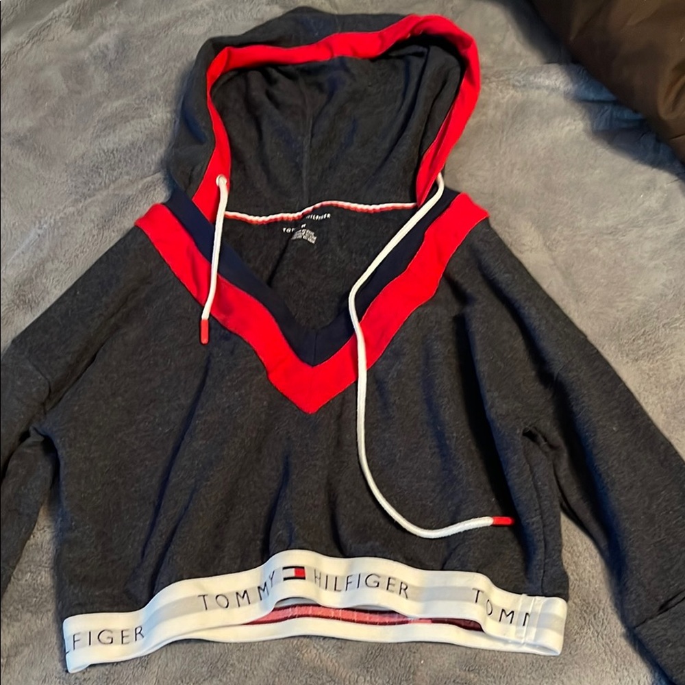 Tommy Hilfiger Gray and Red Hoodie